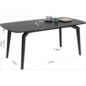 Černý jídelní stůl Milano 180x90cm
