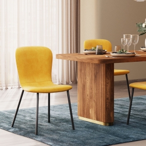 Žlutá čalouněná jídelní židle Frida (set 2 kusů)