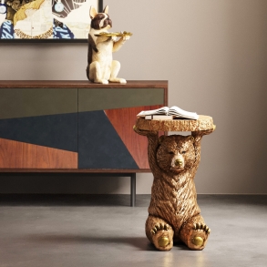 Odkládací stolek Animal Bear - zlatý, 35x34cm