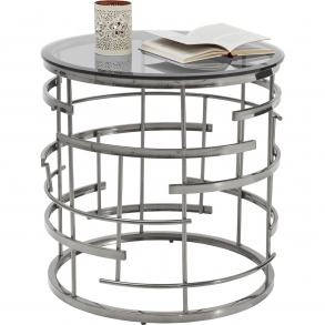 Odkládací stolek Jupiter - stříbrný, Ø55cm