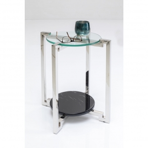 Odkládací stolek Vivian - stříbrný, Ø55cm