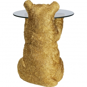 Odkládací stolek Animal Medvěd - zlatý, Ø40cm