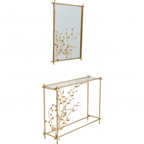 Zrcadlo Leafline - zlaté, 66x85cm