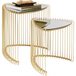 Odkládací stolek Wire Triangle - zlatý (set 2 kusů)