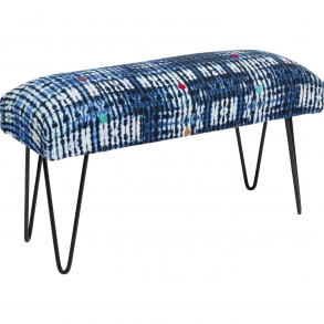 Modrá lavice Desna Patchwork 80cm