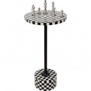Odkládací stolek Domero Chess - černobílý, Ø25cm