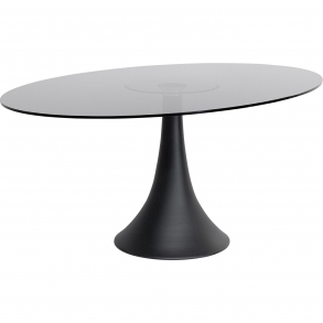 Kulatý jídelní stůl Grande - skleněný, černý, 180x120cm