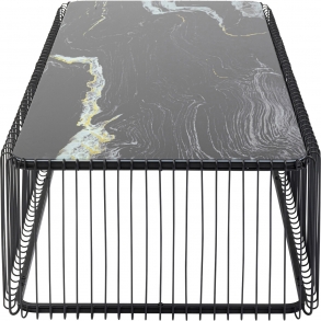 Konferenční stolek Wire Glass Marble - černý, 145x75cm