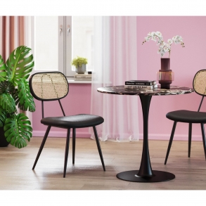Polstrovaná jídelní židle s výpletem Rosali - černá