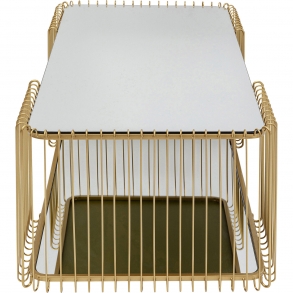 Konferenční stolek Wire Double - mosazný, 120x60 cm